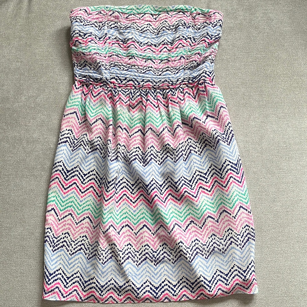 Shoshanna striped strapless mini dress